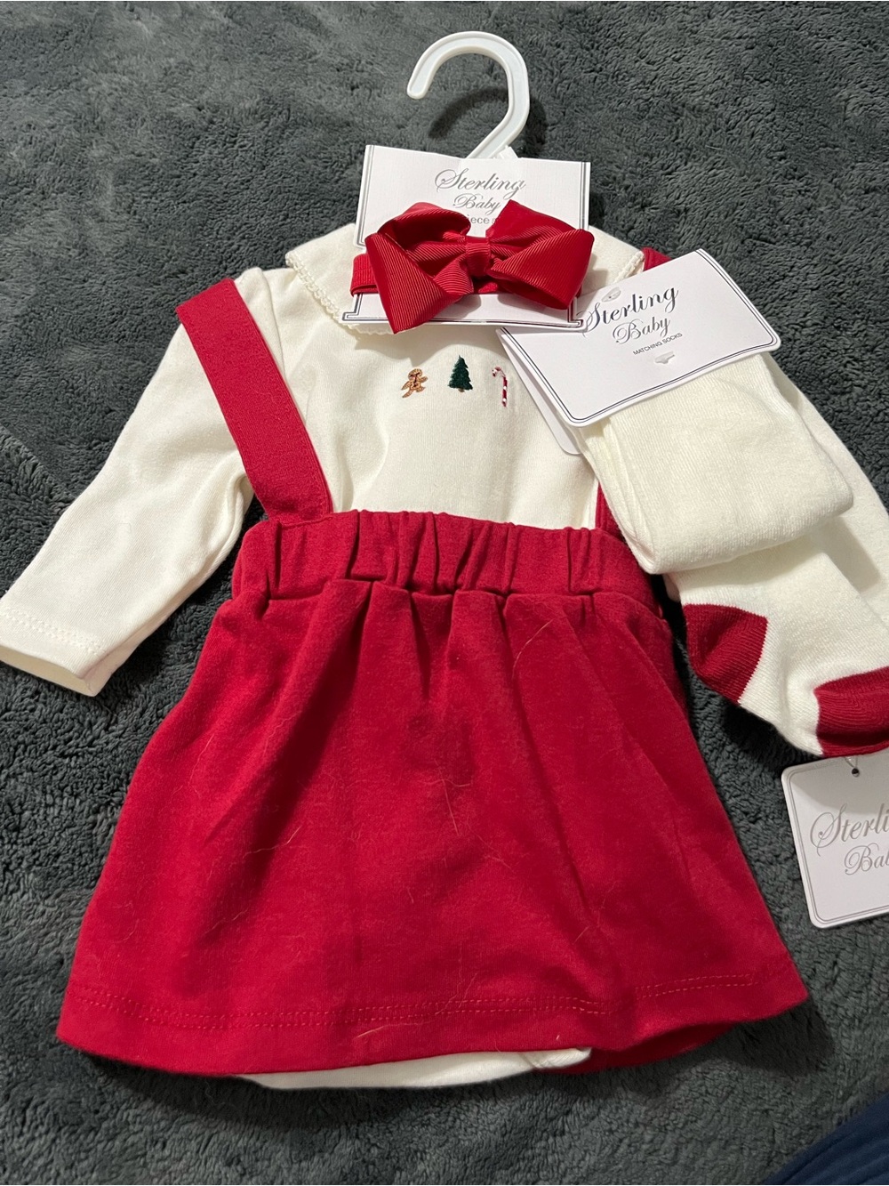 Sterling Baby Red Suspender Holiday Dress Set